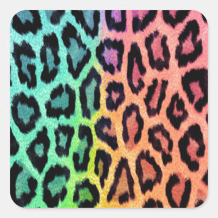 Adesivo Quadrado Estampa de Leopardo Tie Dye
