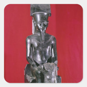 Adesivo Quadrado Estátua assentada da protecção do Amon do deus