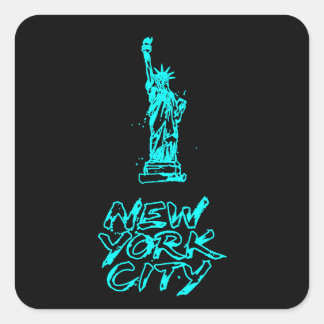 Adesivo Quadrado Estátua da Liberdade de Nova York com Pincel Neon