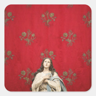 Adesivo Quadrado Estátua em uma igreja de Spaccanapoli, Nápoles do