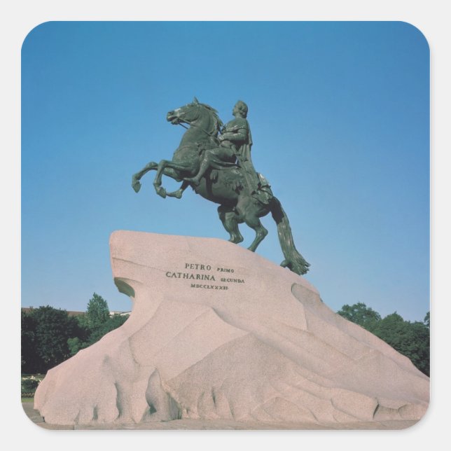 Adesivo Quadrado Estátua equestre de Peter I, o Excelente, 1782 (Frente)