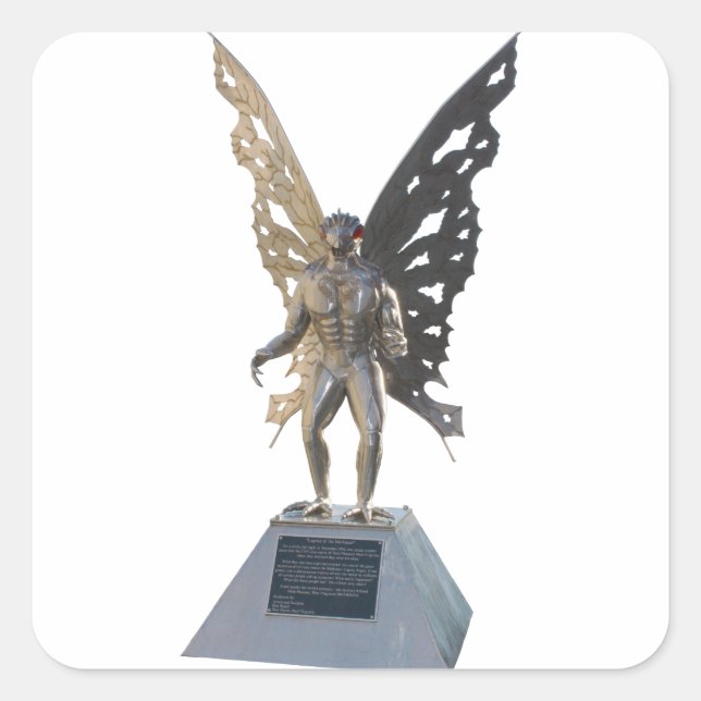 Adesivo Quadrado Estátua Mothman de Point Pleasant West Virginia (Frente)