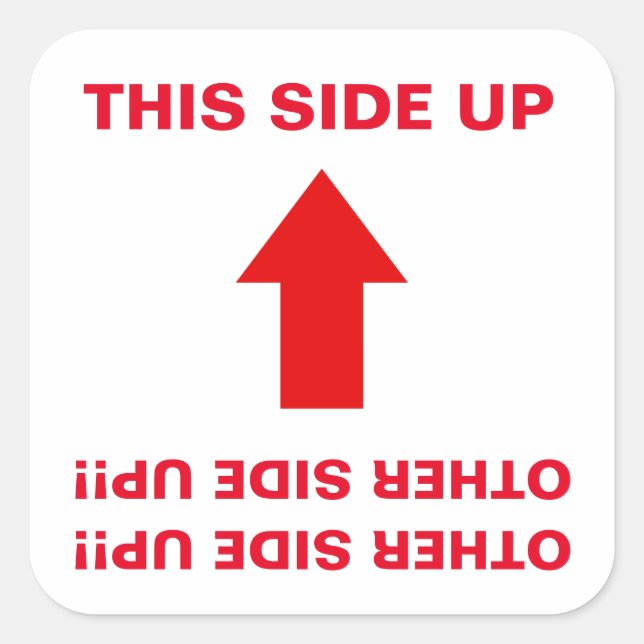 Adesivo Quadrado "Este Lado Para Cima" "Outro Lado Para Cima!" Avis (Frente)