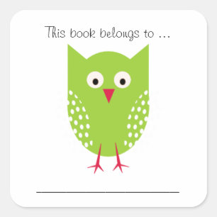 Adesivo Quadrado Este livro pertence a… (a coruja verde)