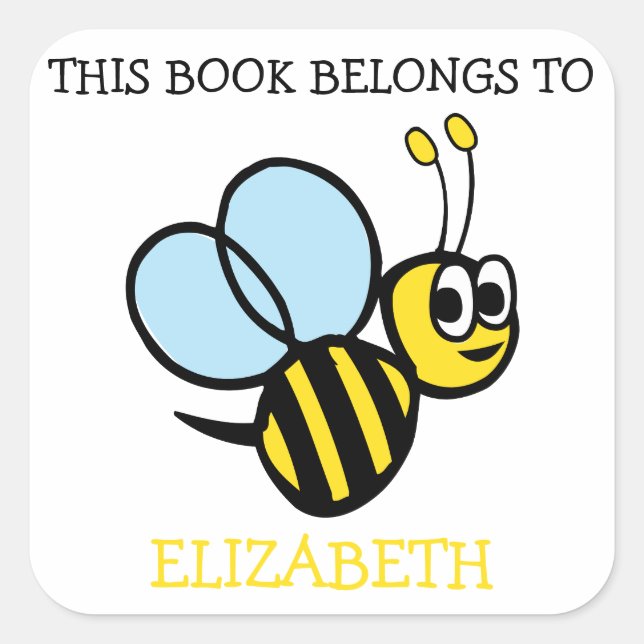 Adesivo Quadrado Este Livro Pertence A Bumblebee Personalizado (Frente)