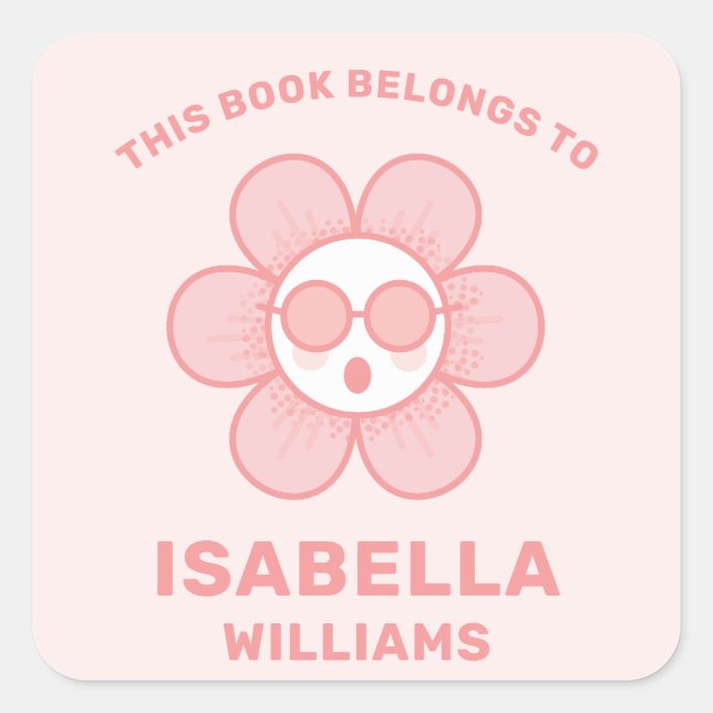 Adesivo Quadrado Este Livro Pertence A Kids Square Sticker (Frente)