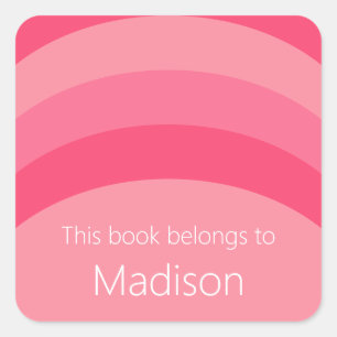 Adesivo Quadrado Este Livro Pertence A Listras Rosa Nome Branco