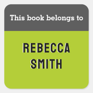Adesivo Quadrado Este Livro Pertence A Personalidade Verde Brilhant