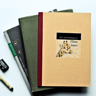 Adesivo Quadrado Este Livro Pertence À Placa De Girafa Bonita