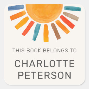 Adesivo Quadrado Este Livro Pertence a Sun Personalizado