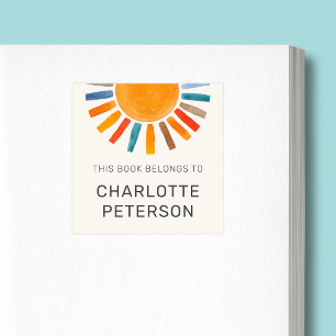 Adesivo Quadrado Este Livro Pertence a Sun Personalizado