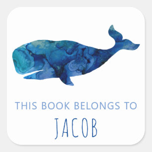 Adesivo Quadrado Este livro pertence ao azul náutico da baleia dos
