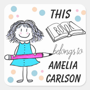 Adesivo Quadrado Este livro pertence ao costume da menina dos