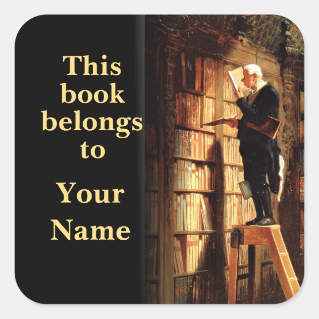 Adesivo Quadrado Este livro pertence ao homem da biblioteca da (Frente)