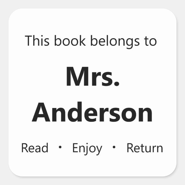 Adesivo Quadrado Este livro pertence ao livro do nome do professor (Frente)