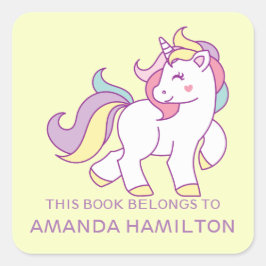 Adesivo Quadrado ESTE LIVRO PERTENCE AO PINK UNICORN Yellow
