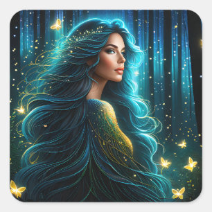 Adesivo Quadrado Este retrato surreal de uma linda mulher com o