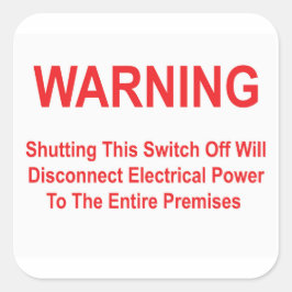 Adesivo Quadrado Este Switch Desconectará A Energia Elétrica