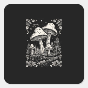 Adesivo Quadrado Estética Cottagecore Cogumelo Goblincore Micologia