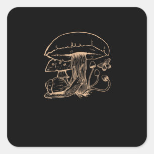 Adesivo Quadrado Estética Cottagecore Goblincore Cogumelo Caracol