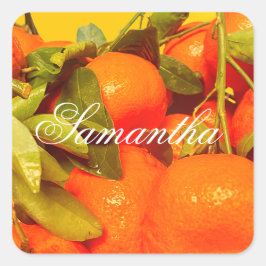 Adesivo Quadrado Estética da Fruta de laranja mole