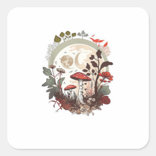 Adesivo Quadrado Estética Goblincore e Cottagecore Sere de Cogumelo