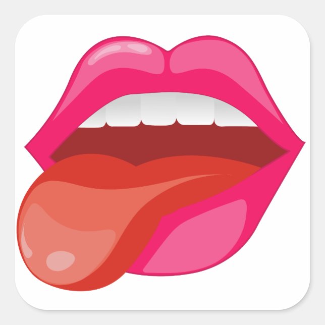 Adesivo Quadrado Esticar a língua (Frente)