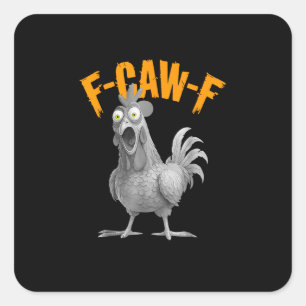 Adesivo Quadrado Estilo Clássico Retro Engraçado F Caw F Frango