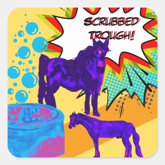 Adesivo Quadrado estilo cômico esfregado (Frente)