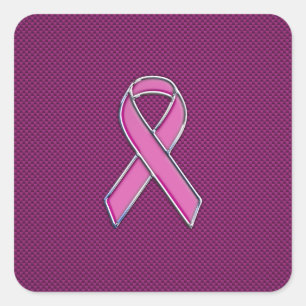 Adesivo Quadrado Estilo Cromo Sensibilização Rosa Friso Fibra de 
