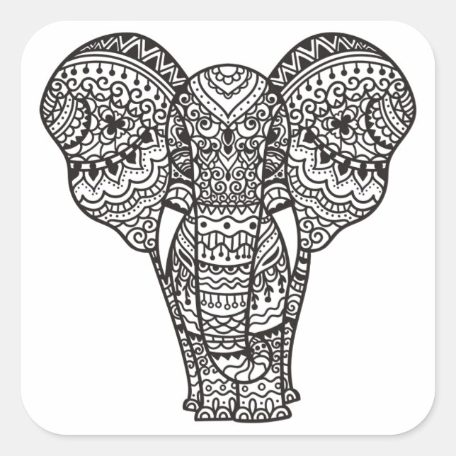Adesivo Quadrado Estilo de Elefante Decorativo (Frente)