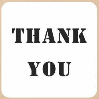 Adesivo Quadrado Estilo de Estêncil em Negrito Obrigado