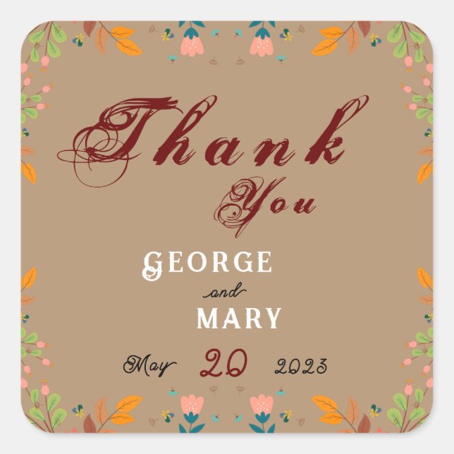 Adesivo Quadrado Estilo de flor    (Frente)