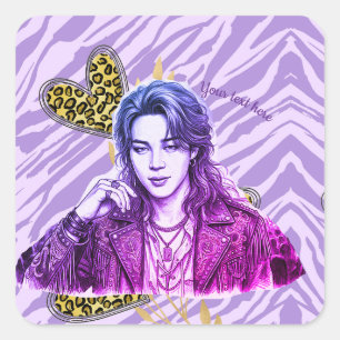 Adesivo Quadrado estilo de ícone editável do k pop