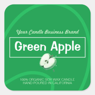 Adesivo Quadrado Estilo de Maçã Verde Estilo Bonito Velas de Soja M