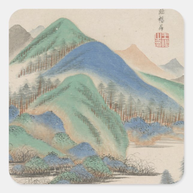 Adesivo Quadrado Estilo de Vários Mestrados Antigos | Paisagem (Frente)