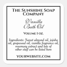 Adesivo Quadrado Estilo de vinheta cosmética rótulo cosmético branc