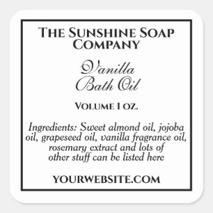 Adesivo Quadrado Estilo de vinheta cosmética rótulo cosmético branc