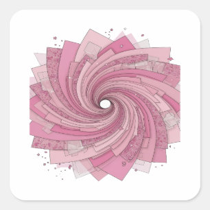 Adesivo Quadrado Estilo de Vinil Espiral Rosa Única