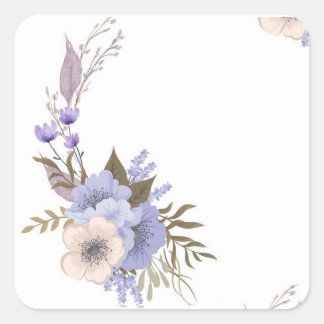 Adesivo Quadrado Estilo floral boutique roxo