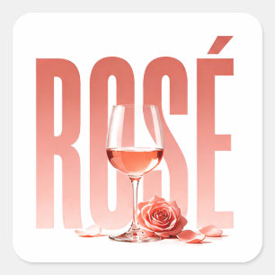 Adesivo Quadrado Estilo Gráfico Editorial de Luxo Vinho Rosé