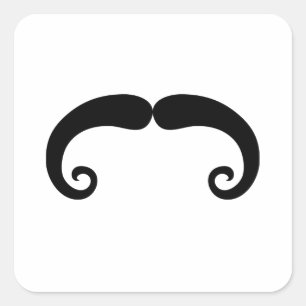 Adesivo Quadrado Estilo preto engraçado do bigode ou do Moustache