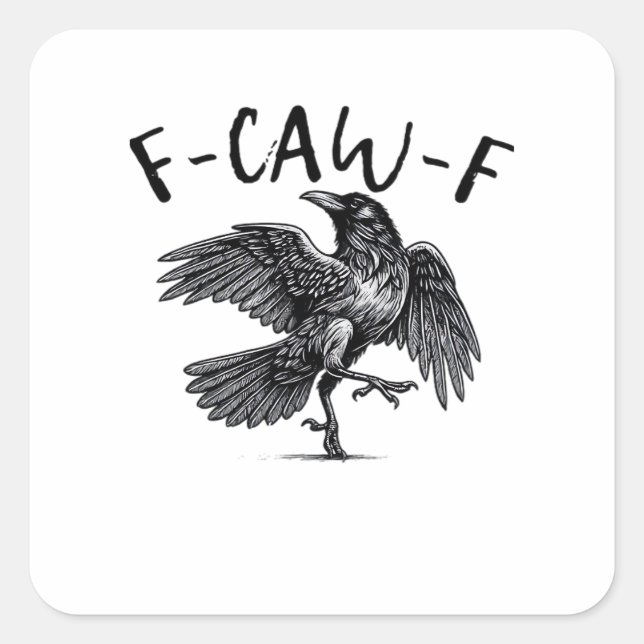 Adesivo Quadrado Estilo Retro Clássico F Caw F Corvo (Frente)