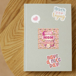 Adesivo Quadrado Estilo retrô de Vegas Super Mãe sempre Ocupada 24 