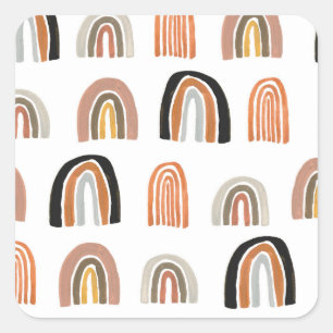 Adesivo Quadrado Estilo Simples Pastel Rainbow Kids