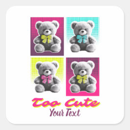 Adesivo Quadrado Estilo Urso de Pelúcia Fofo Padrão Urso Colorido D
