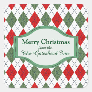 Adesivo Quadrado Estilo Verde e Vermelho Personalizado