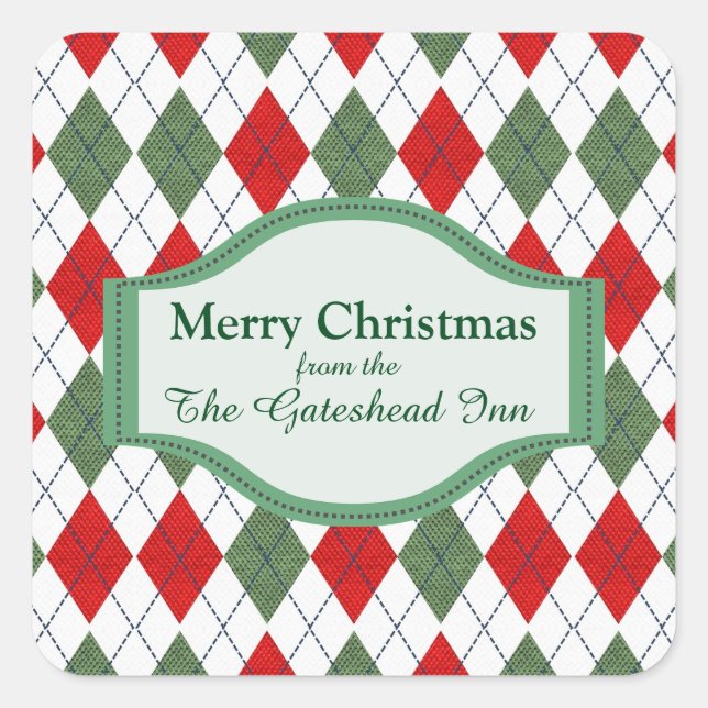 Adesivo Quadrado Estilo Verde e Vermelho Personalizado (Frente)