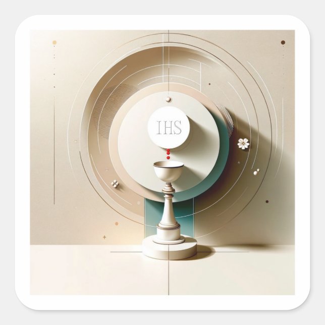 Adesivo Quadrado Estilo ZG - Anfitrião Eucarístico de Comunhão e Ch (Frente)