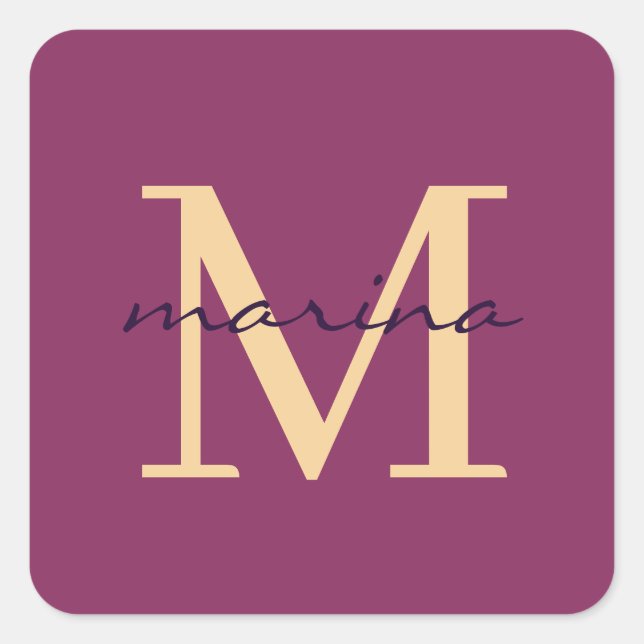 Adesivo Quadrado Estilos e monogramas personalizados (Frente)